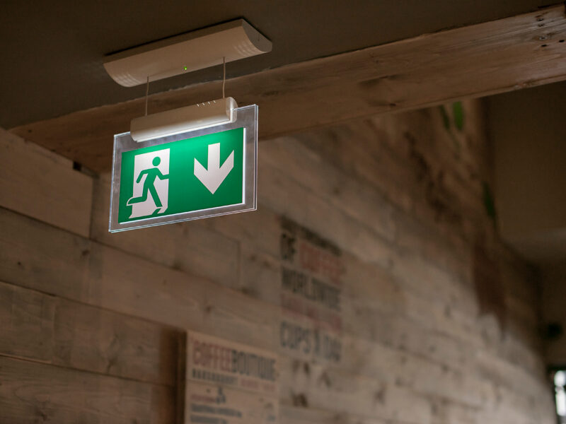Emergency,Evacuation,Suspended,Led,Lighting,Sign,In,The,Interior